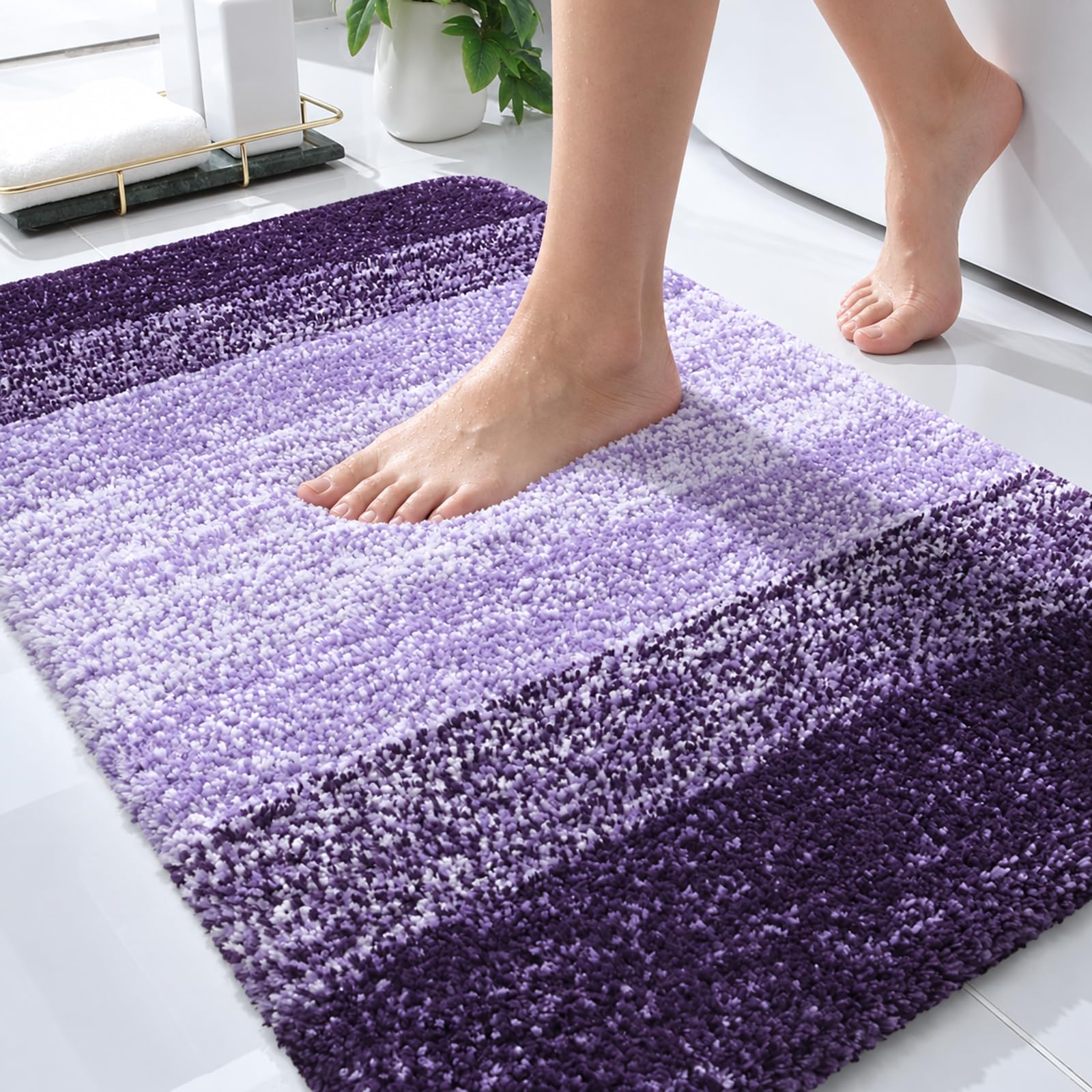 OLANLY Small Bathroom Rugs 24x16, Extra Soft Absorbent Microfiber Bath Rugs