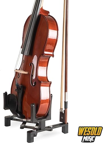 Miniatura 3 de Soporte para instrumentos musicales con soporte para arco para violín, portátil y plegable (negro)