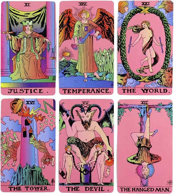 Pink Tarot Cards Deck for Beginners, 78 Tarot Cards with Guide Book, Divination Cards, Divination Tools, For All Skill Levels Pink