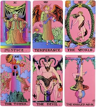 Pink Tarot Cards Deck for Beginners, 78 Tarot Cards with Guide Book, Divination Cards, Divination Tools, For All Skill Levels Pink