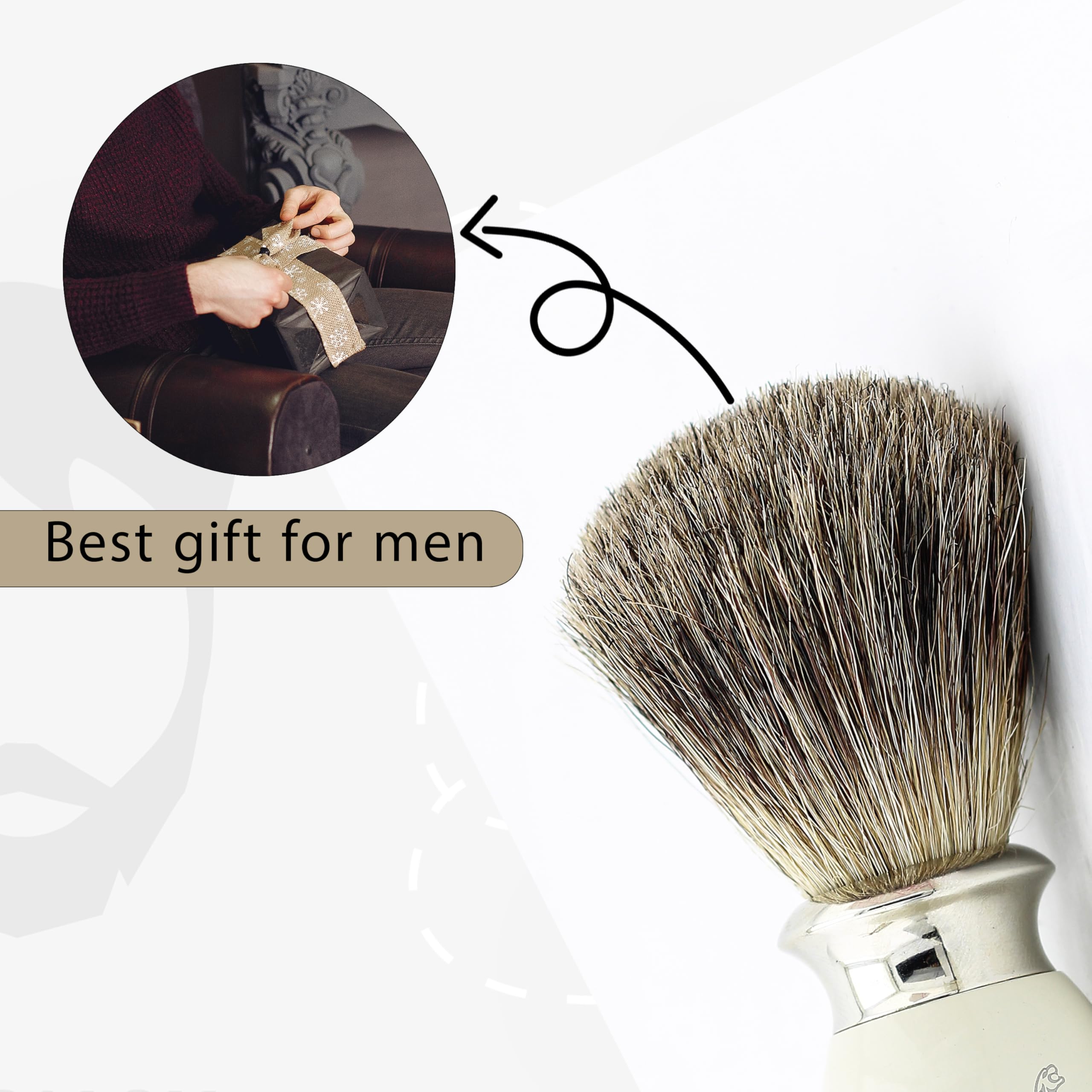 Jag Shaving zestaw do golenia – maszynka do golenia – pędzel do golenia z włosia borsuka – stojak do golenia – 3-częściowy zestaw do golenia dla mężczyzn i kobiet, 3 ostrza do golenia – zestaw do