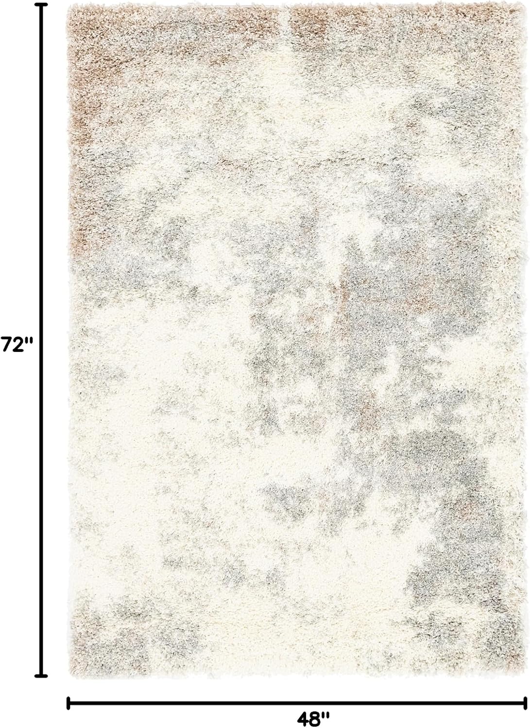 Rugs.com Soft Touch Shag Collection Area Rug – 4x6 Khaki Shag Rug Perfect for Entryways, Kitchens, Breakfast Nooks, Accent Pieces