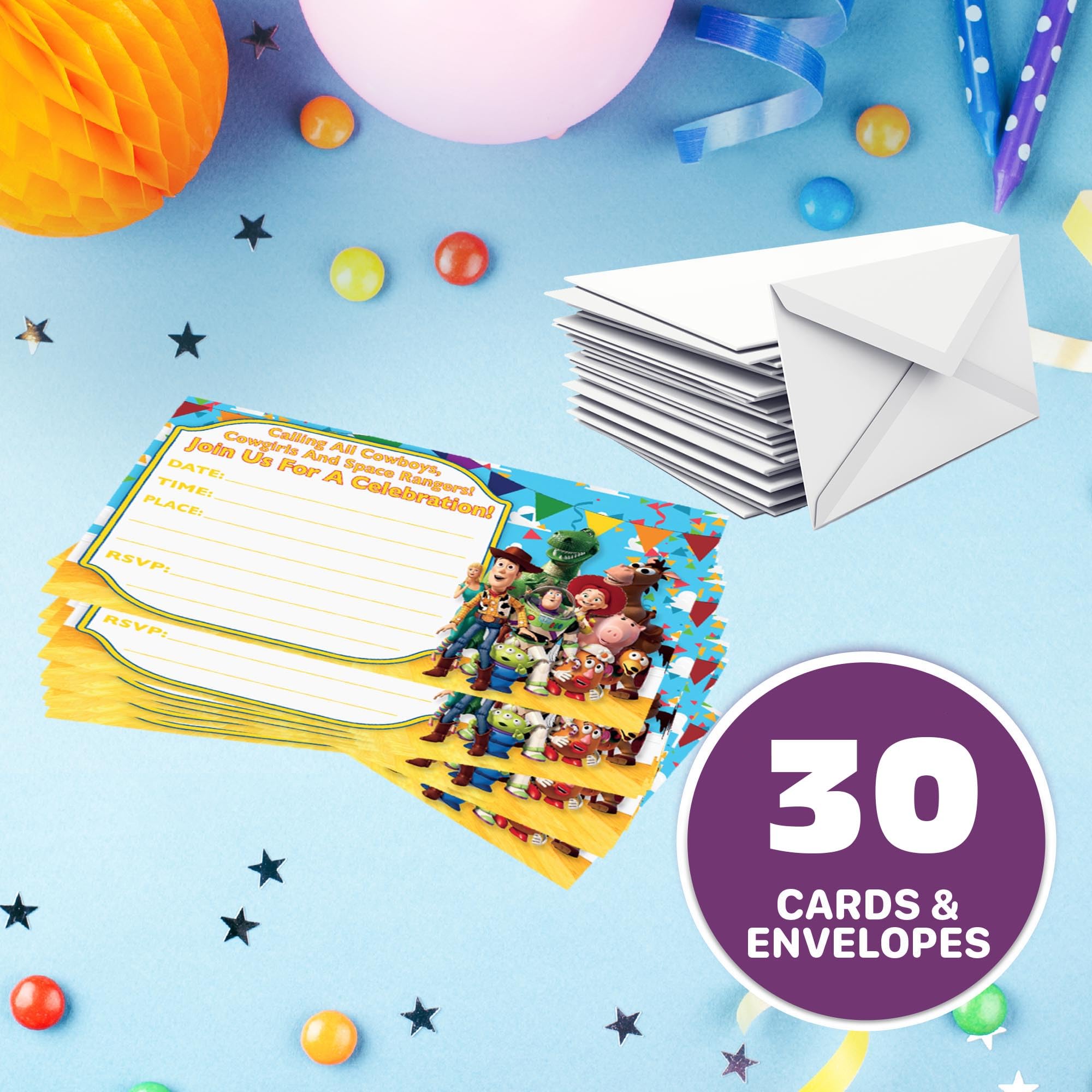 30 tarjetas de invitación de cumpleaños y sobres, 20 sobres, peso ligero, 230 gramos, estilo postal, invitaciones para fiestas infantiles