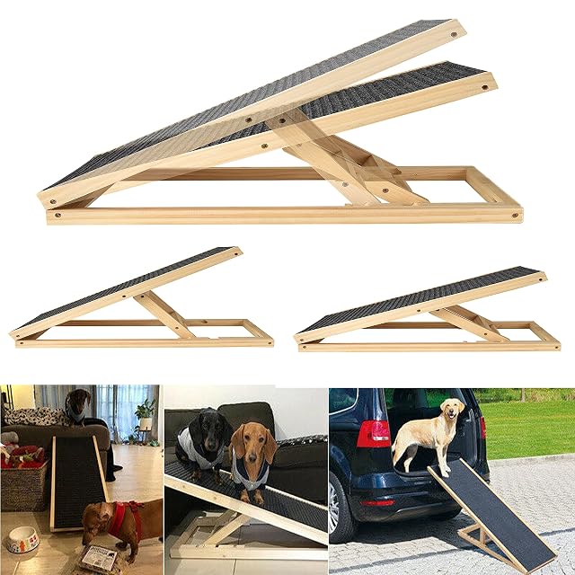 Rampa para Perros con 2 Escalones Regulables en Altura Escalera Perro Plegable con Antideslizante…