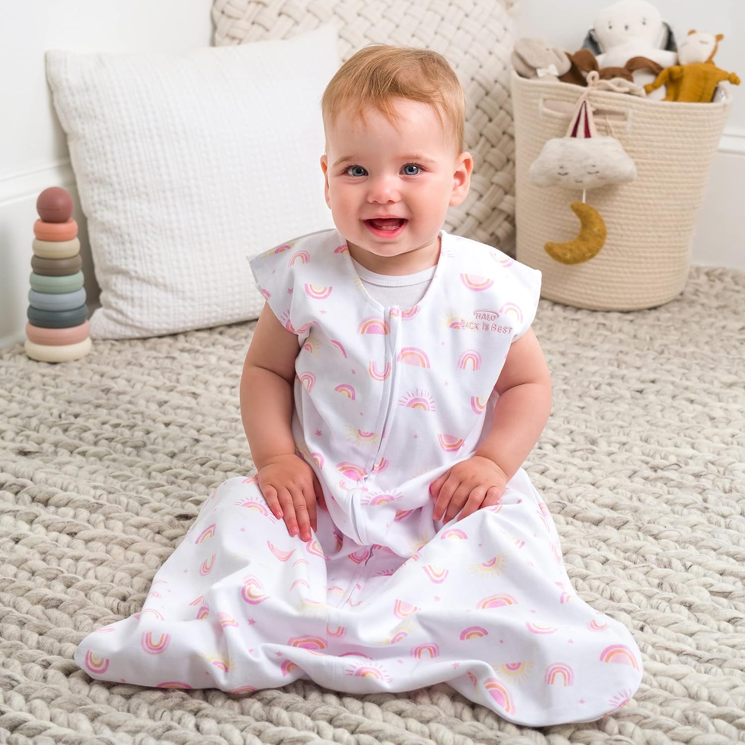 HALO Baby Sleeping Bag, Sunshine Rainbows, 0-6 Months - Image 4