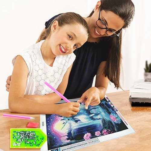 Miniatura 7 de JOOZ Paquete de 2 piezas de arte de diamante de unicornio, unicornio de pintura de diamante, kits de pintura de diamante 5D para adultos, arte de