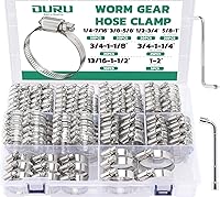 OURU 175PCS Stainless Steel Hose Clamps Assortment 1/4-2in Worm Gear Heavy Duty Kit for Automotive Plumbing Fuel Lines Radiator