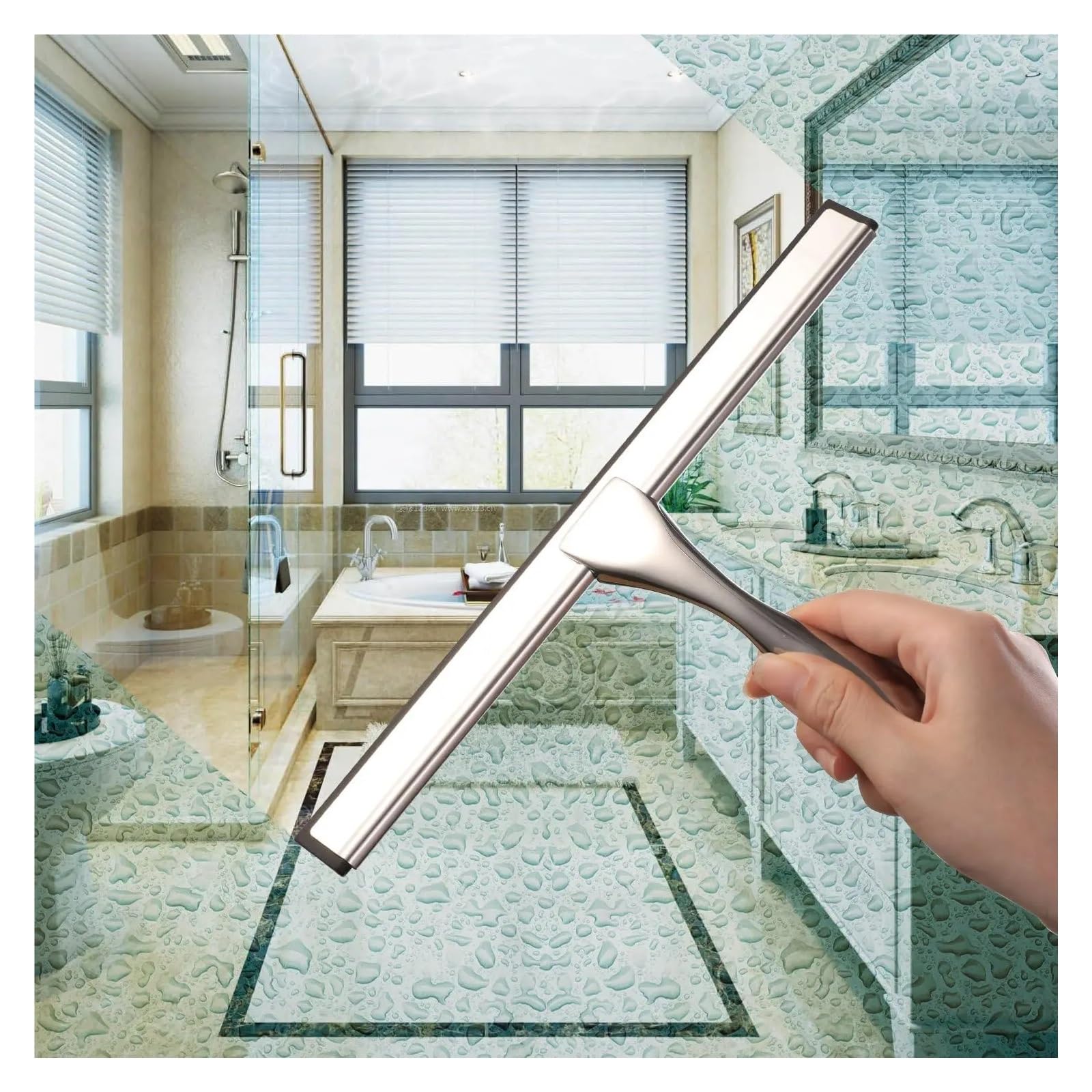 Duschabzieher Allzweck-Duschabzieher for Duschtüren, Badezimmerfenster und Autoglas, Edelstahl, 10 Zoll, Reinigung des Badezimmers