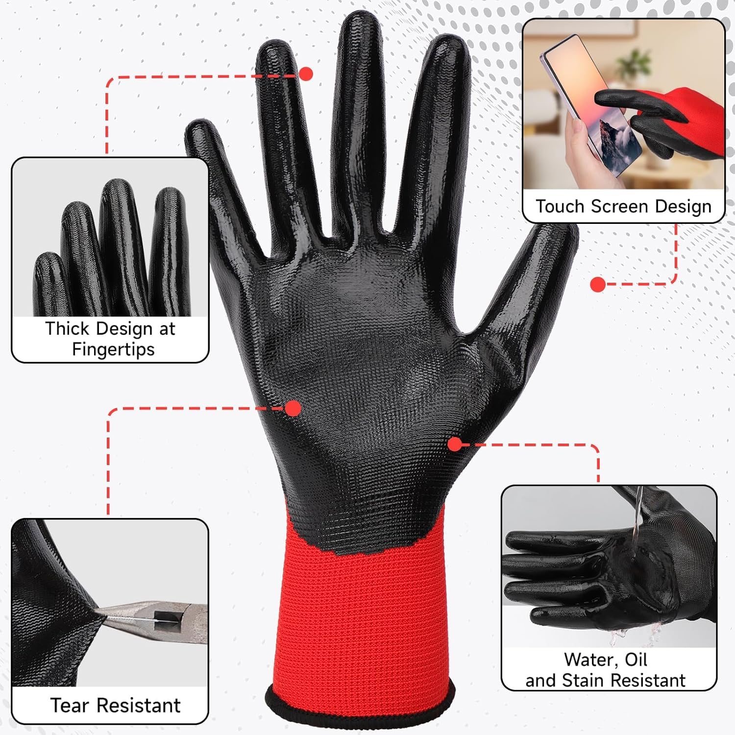 PROGANDA 6 works Gardening Gloves, Nitrile Coated Work Gloves, Garden/Logistics/Assembly/Utilities & Public Works - Image 4