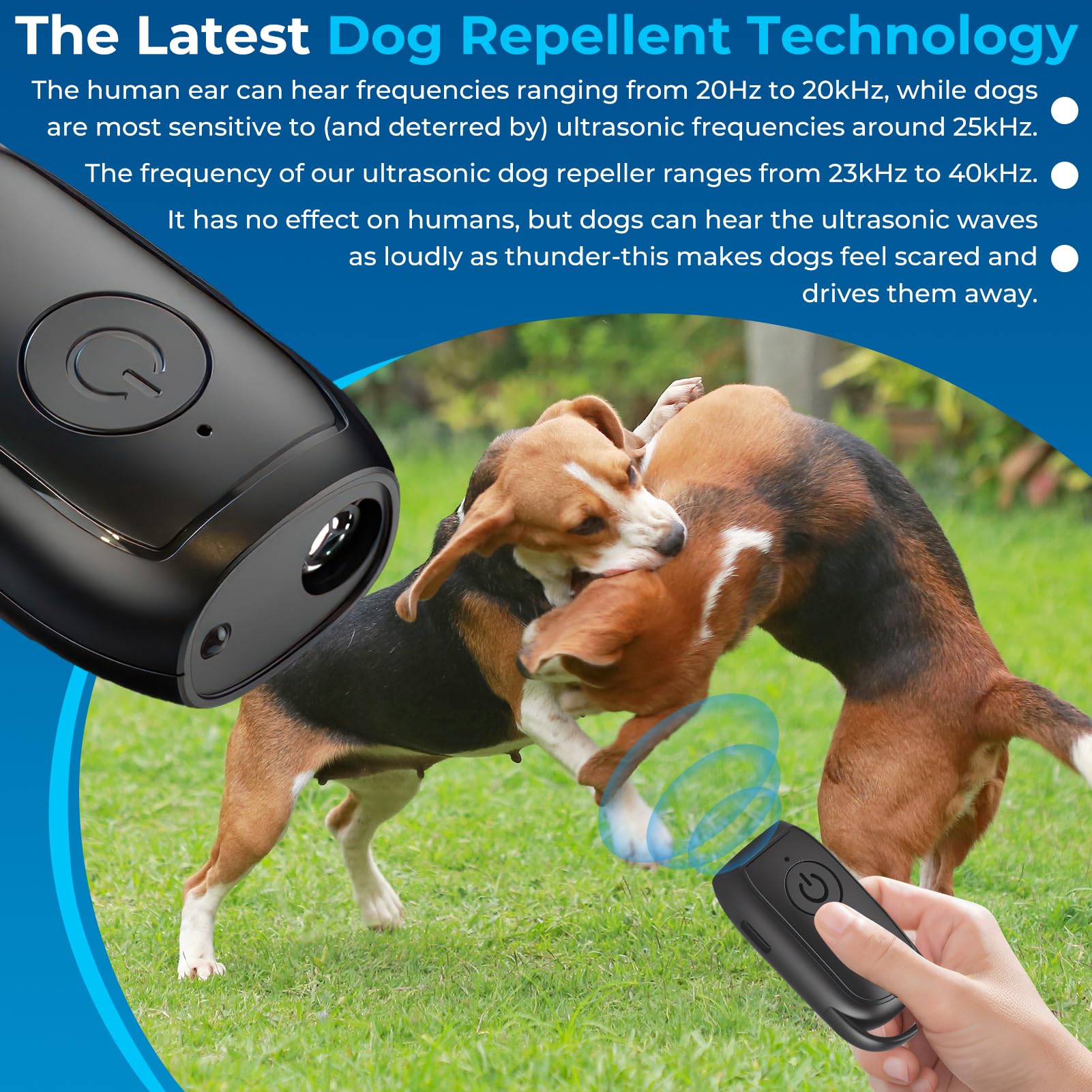 Antibell Ultraschall Gerät für Hunde, Ultraschall-Hundetrainingsgerät zur Bellreduktion – Effektiver Bellenstopper für kleine und große Hunde, flexibel einsetzbar im Innen- & Außenbereich