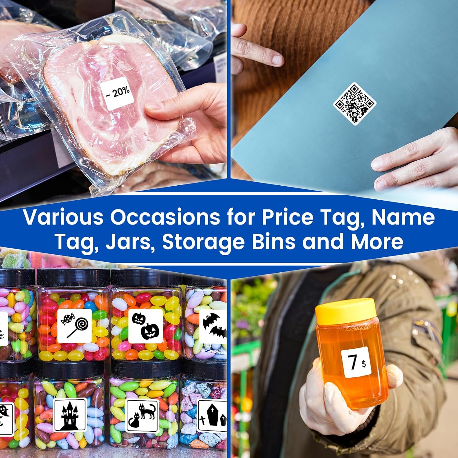 L LIKED 1" x 1" Square Removable Labels, No Residue, Water and Oil Resistant Labels for QR Code, Use for Both Home and Office (1 Roll, 1380 Labels) - Image 7