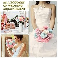 Vista 5 de Tigeen 50 piezas de flores artificiales de crisantemo, bola de crisantemo artificial realista para bricolaje, ramos de boda, despedidas de soltera