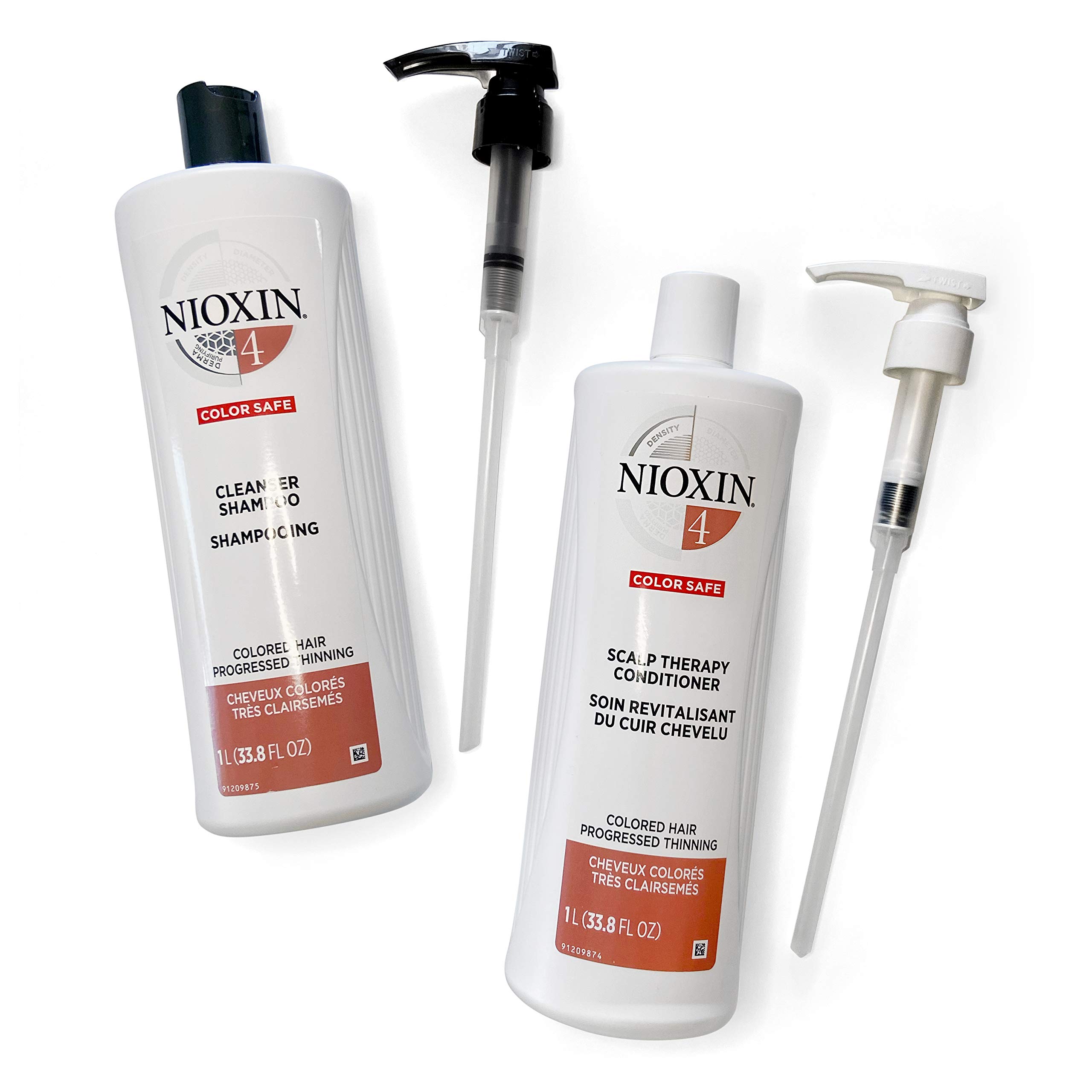 Nioxin System 4 for Color Treated Hair with Progressed Thinning Cleanser Shampoo (33.8 Ounce) and Sc