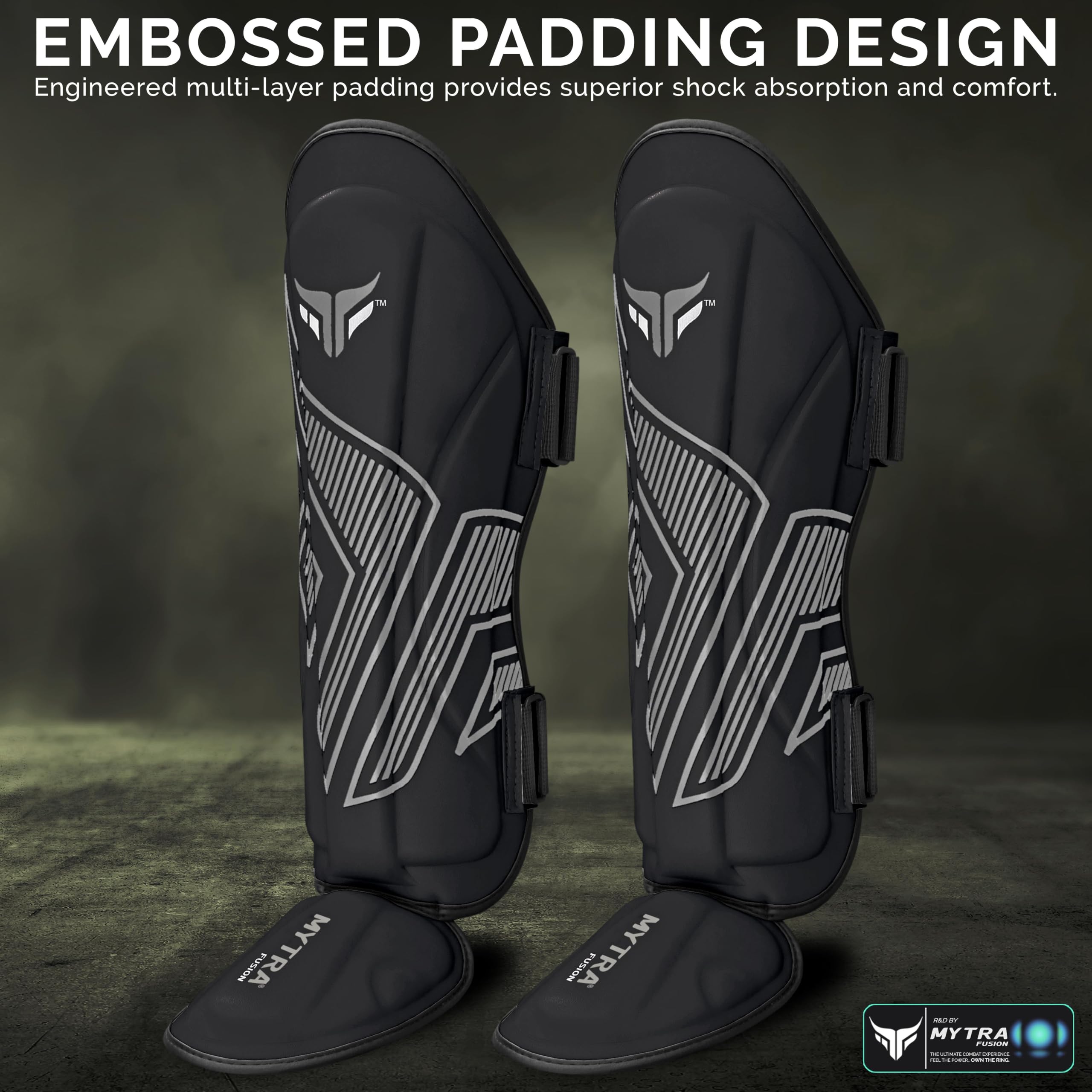 Mytra Fusion Adult Shin Pad, Shin Protector, Shin Guard for Boxing, MMA, Muay Thai, & Martial Arts Training