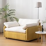 Merax Oversized Single Sofa Chair with Wide and Deep Seat&comma; Yellow Chenille Accent Chair with Color Blocking&comma; Modern Upholstered Comfy Armchair with Pillows for Living Room&comma; Apartment and Bedroom