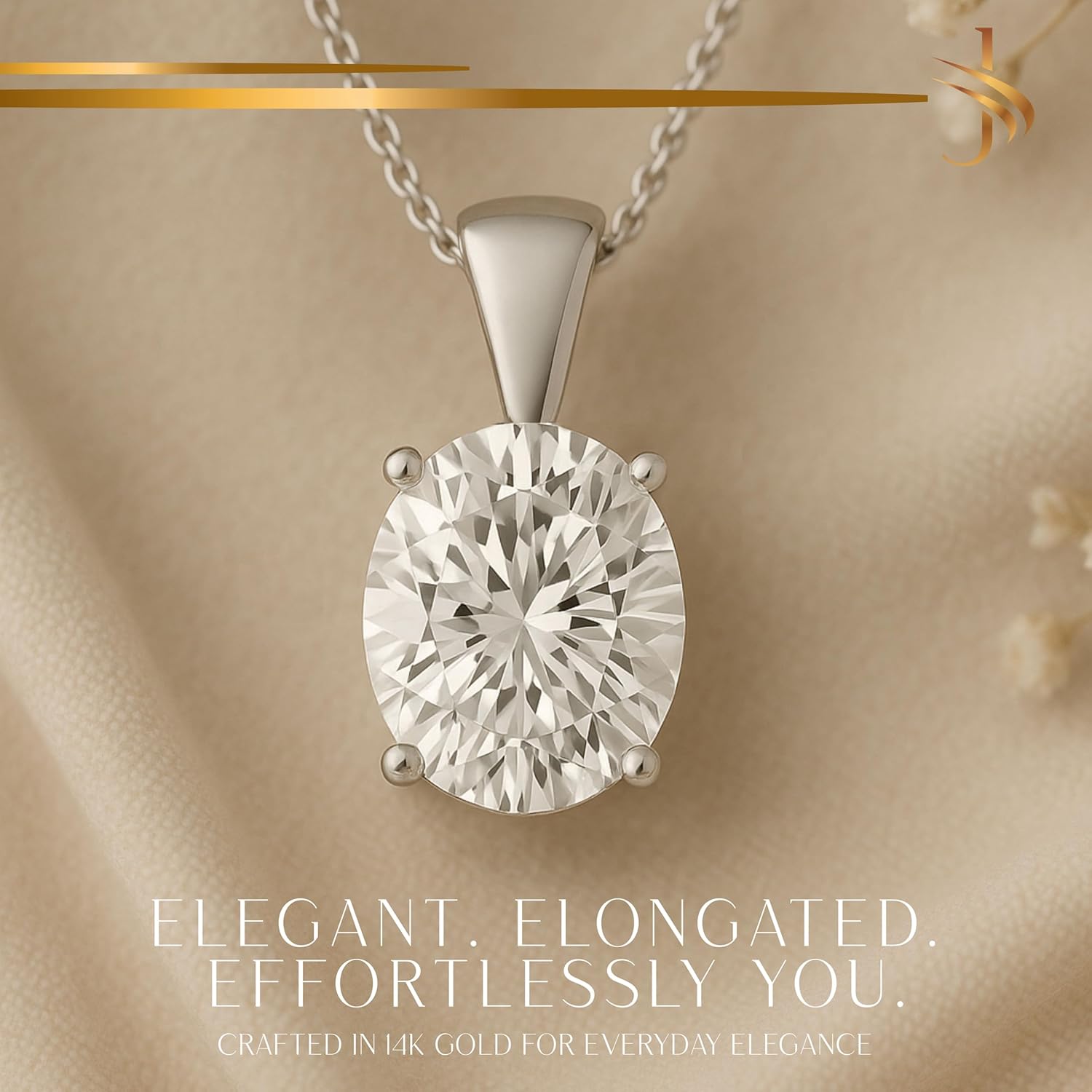 14K Solid White or Yellow Gold Lab Grown Moissanite Solitaire Pendant Necklace | Solid Bail | Round, Oval, Pear, Cushion, Emerald Cut | Pendant Only |Luxury Gift, Birthday, Anniversary, Mothers Day