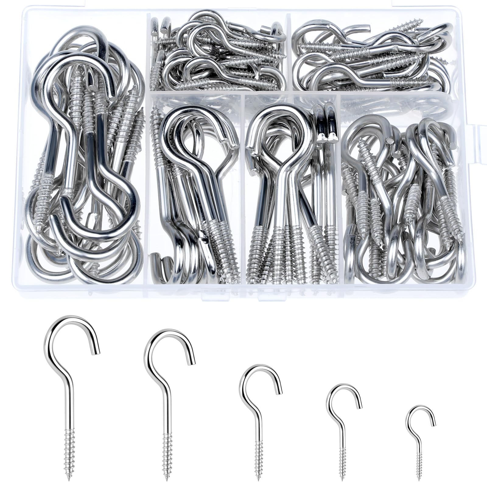 vsshe Schraubhaken Edelstahl set, 115 Klein Deckenhaken Wandhaken, für Innen und Außen hängende Pflanzen Kunst Dekorationen Schlüssel Weihnachtsdekoration Schraubhaken