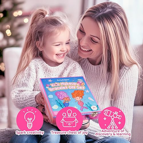 Miniatura 4 de Juegos de maquillaje para niñas  Juego de cosméticos reales lavables con fabricación de joyas para niños, kit de pulsera de maquillaje de princesa