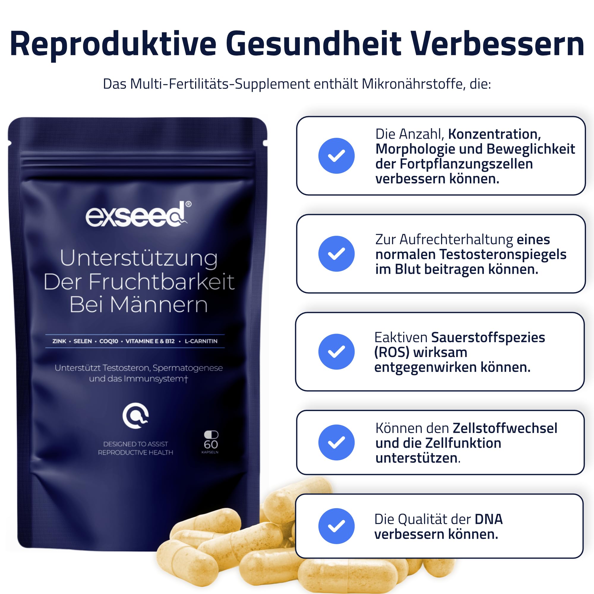 Health Fruchtbarkeits Multivitamine für Männer – 3-Monatsvorrat (3 x 60 Kapseln) – Mit Vitaminen, Mineralien & Antioxidantien zur Unterstützung der männlichen Fruchtbarkeit & Vitalität
