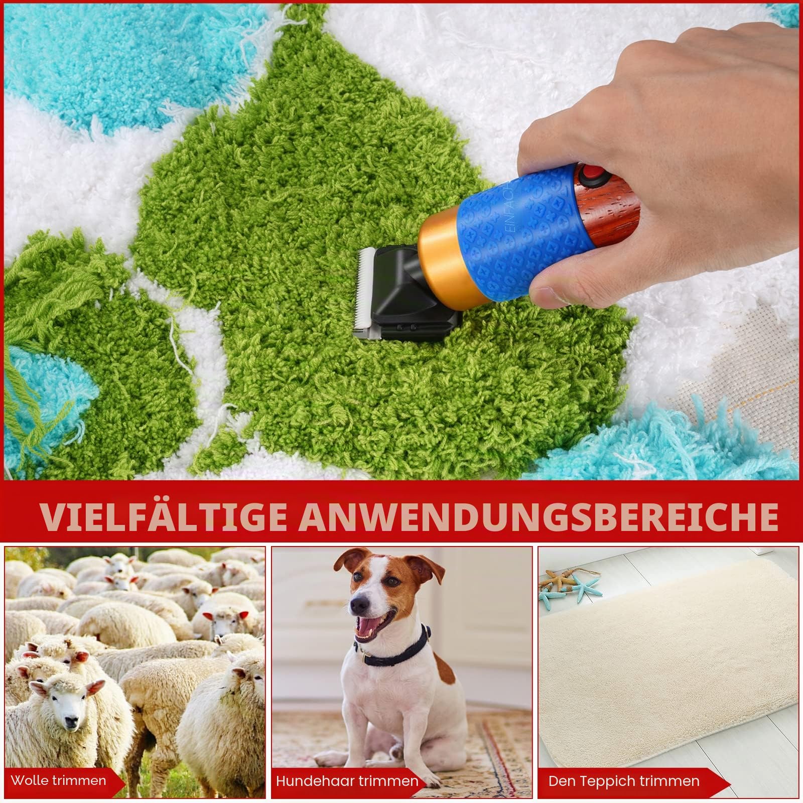 Teppich-Trimmer mit Scherführung,Elektrische Tufting-Schere,Tufting Carver Clippers, Teppichschnitzwerkzeug für handgefertigte Teppiche, saubere und getuftete Teppiche
