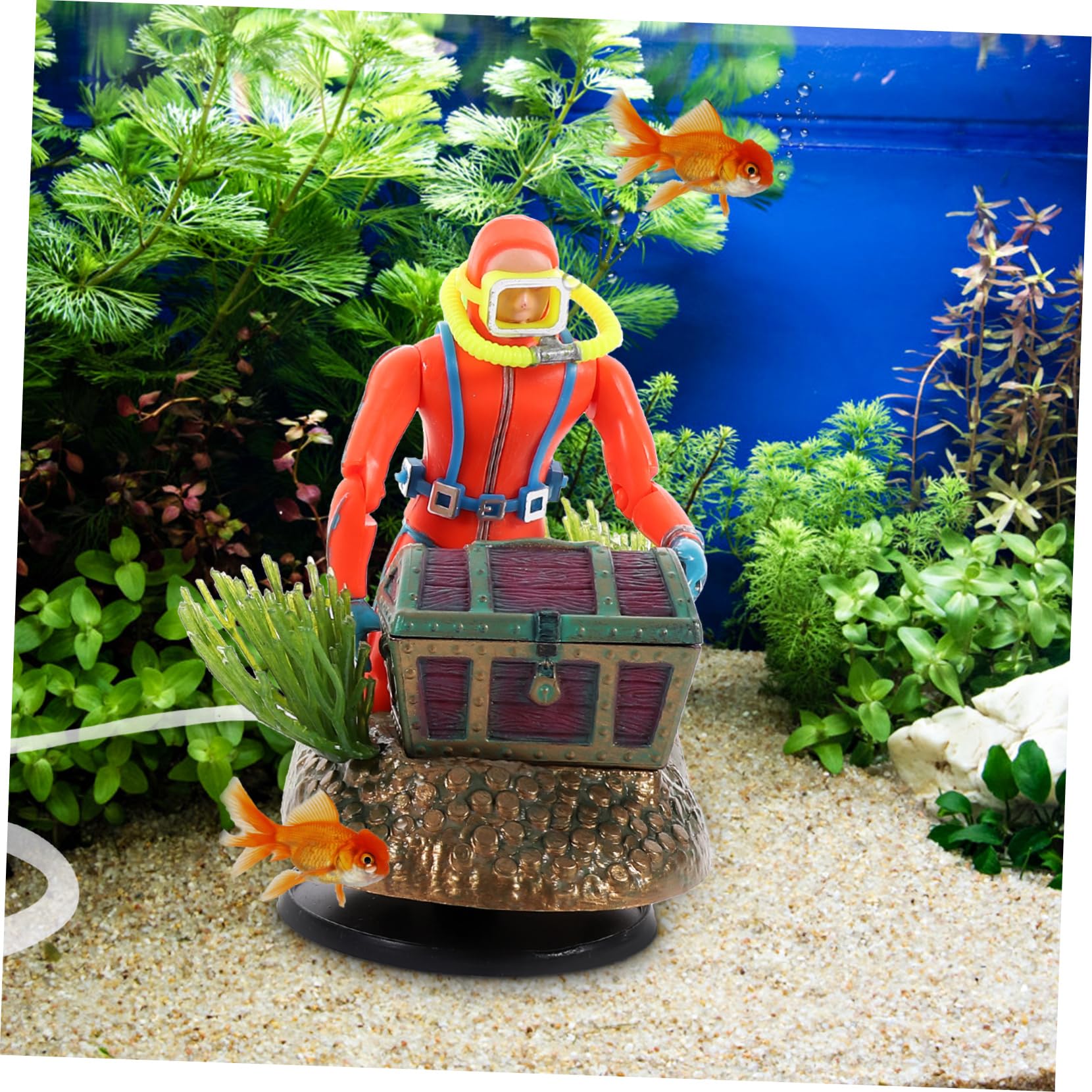 Sosoport 2 Ensembles Fish Tank Treasure Chasse Grenouille Chauffe-Aquarium Eau Poisson Decoration Nature Figurine Plongeur Parure de modelage Plongeur Statue Flottante de Plongeur Plastique