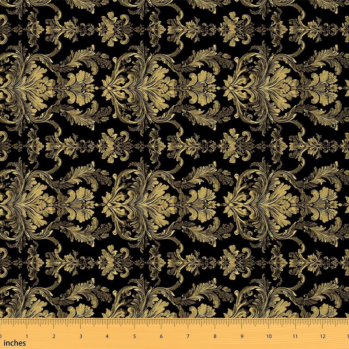 jejeloiu Jacquard Damask Fabric by The Yard Luxury Royal Red Jacquard Upholstery Fabric for Chairs 3 Yard Boho Style Black Red for Home DIY Projects,Waterproof Indoor Outdoor Decor Damask Skull