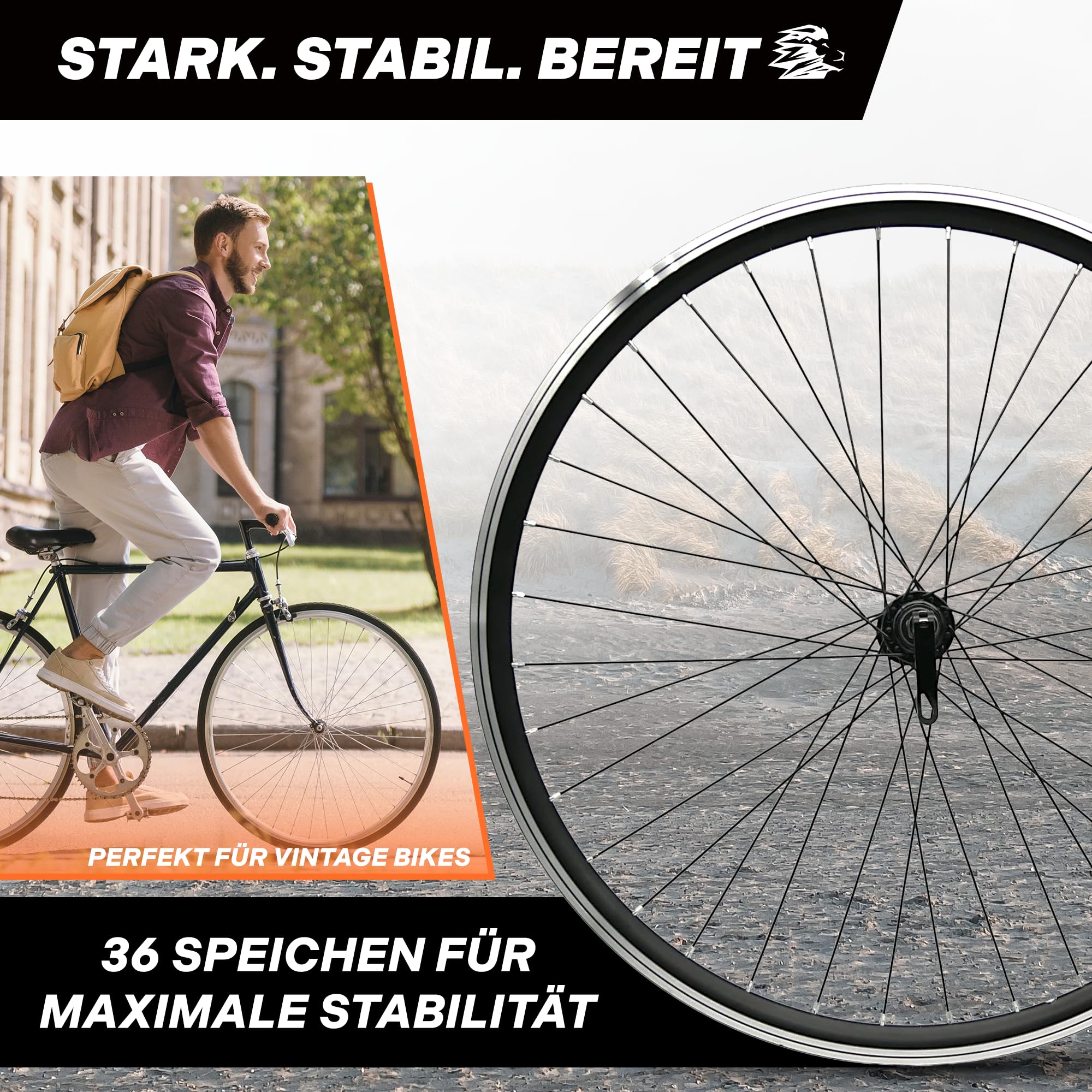 LOEVELOSI Fahrrad Vorderrad 26 Zoll MTB V-Brake Schwarz – Laufrad VR 100mm Schnellspanner 10mm Gabelaufnahme 18mm Felgenbreite 21mm Felgentiefe – Mountainbike Front Wheel