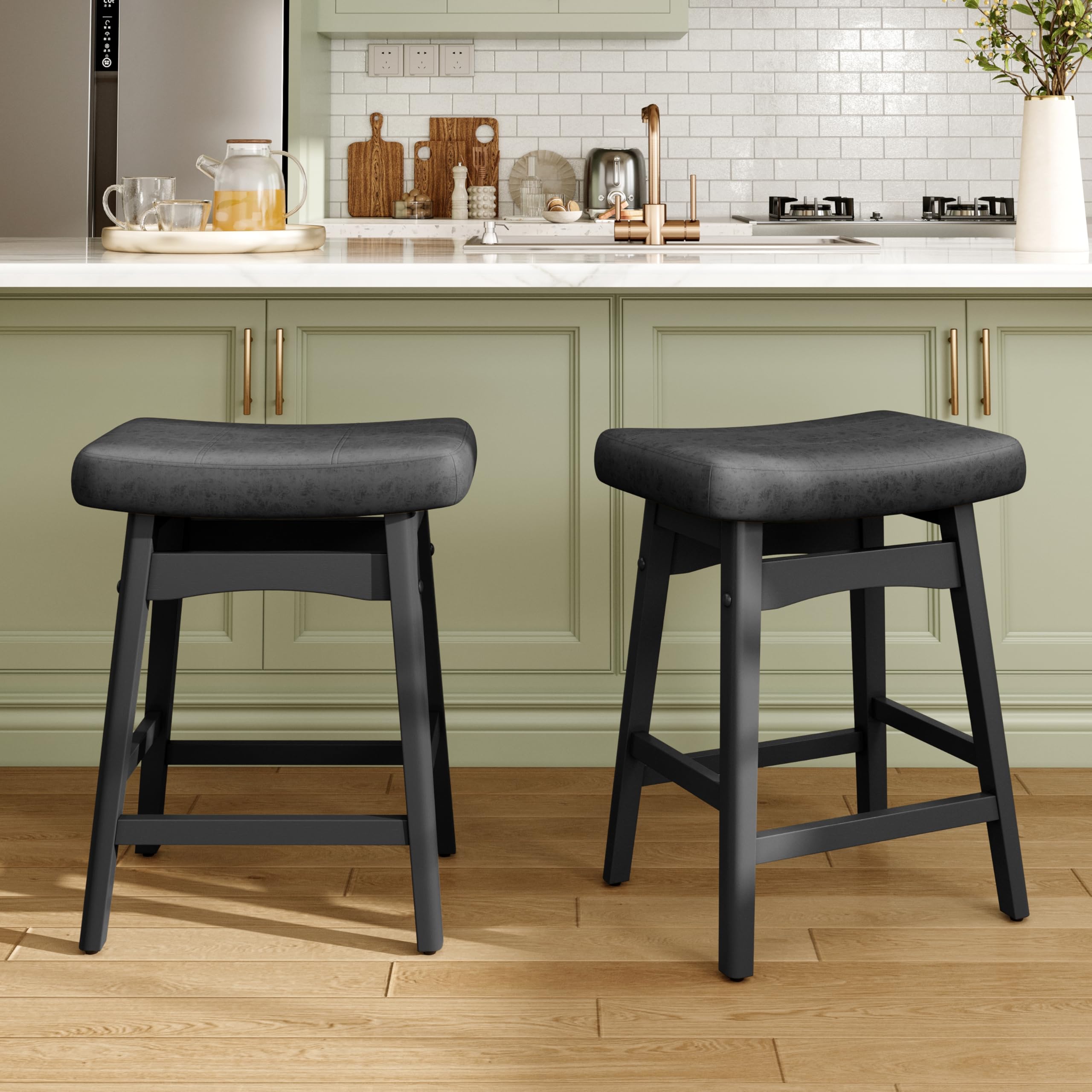Amazon.com: MAISON ARTS Black Counter Height Bar Stools Set of 2