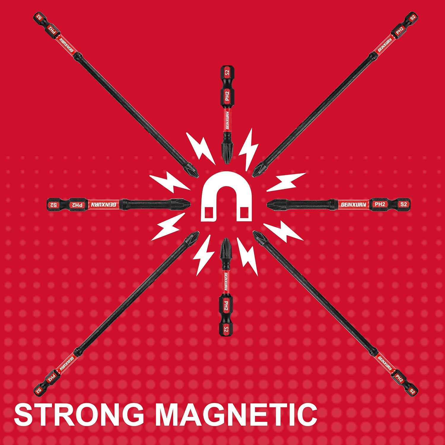 Geinxurn Impact Tough Mixed #1#2#3 Phillips D2 Steel Long Extension Insert Driver Bits, 41Pack 1/4 Inch Hex Shank Long Cross Magnetic PH1/PH2/PH3 Screwdriver Bits Set with 1Pcs Magnetic Bit Holder