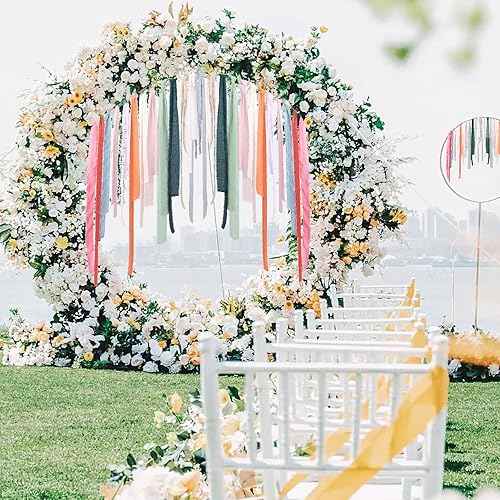 Miniatura 5 de 4 rollos de cinta de seda de gasa con flecos de 1.5 pulgadas de ancho x 5 yardas, color rojo óxido, bordes deshilachados para invitaciones de boda,