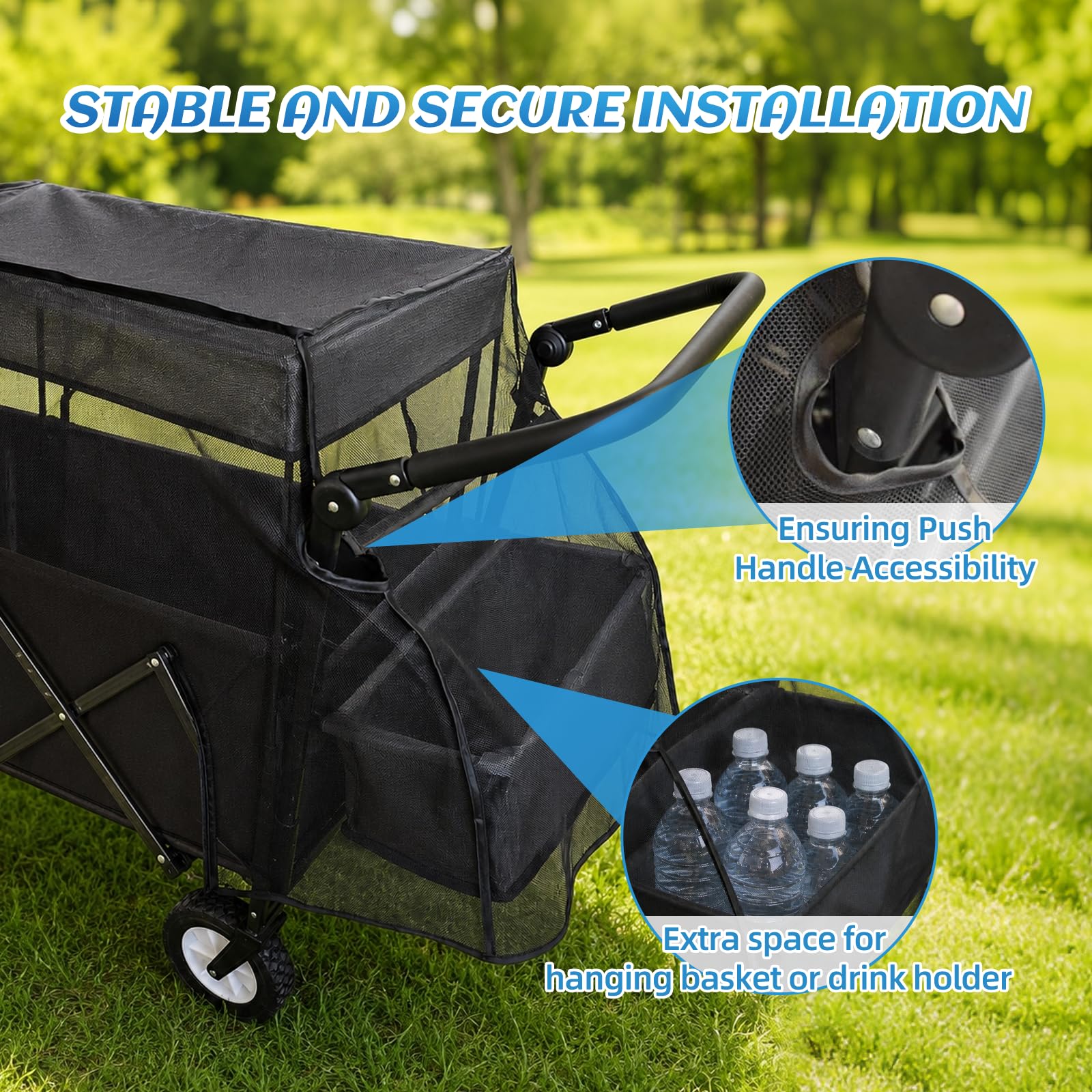 Moskitonetz Bollerwagen Universal 110x95x75 cm Insektenschutz Netz Fliegennetz Abdeckung Zubehör Faltbar