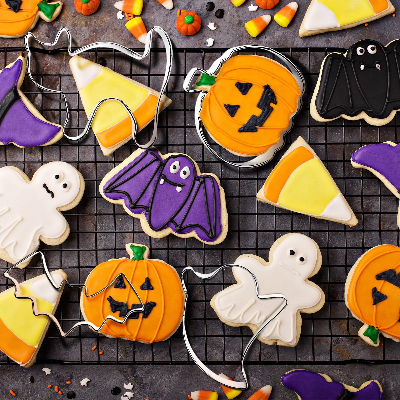 Layhit Juego de 15 cortadores de galletas de otoño, cortadores de galletas de Halloween, calabaza, arce, fantasma, pan de jengibre, para otoño, Acción de Gracias, Halloween, fiesta de Navidad, 15
