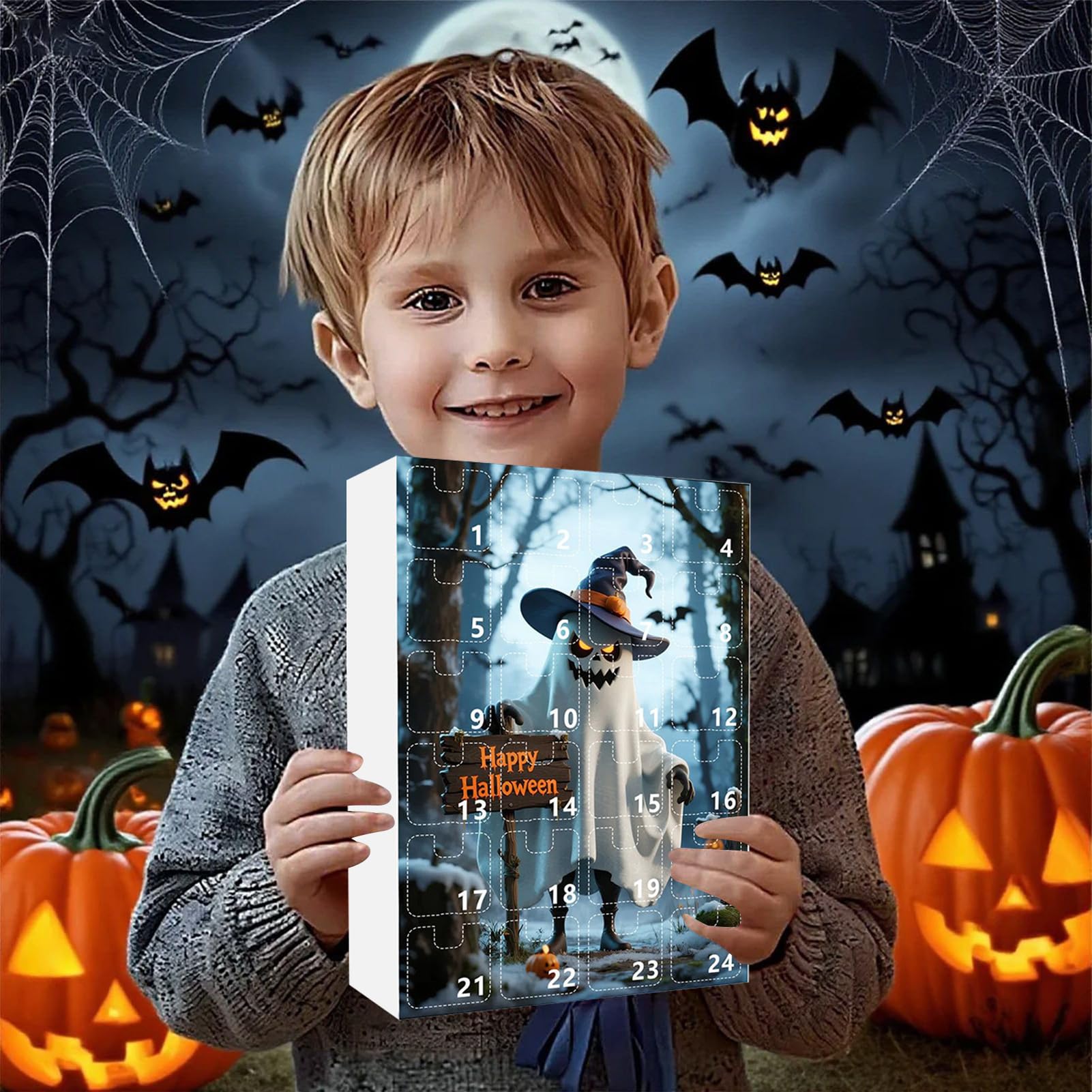 Calendrier De L'Avent Halloween 2025 - 24 Porte-clés Surprises Horreur Mignons - Cadeau Et Décoration