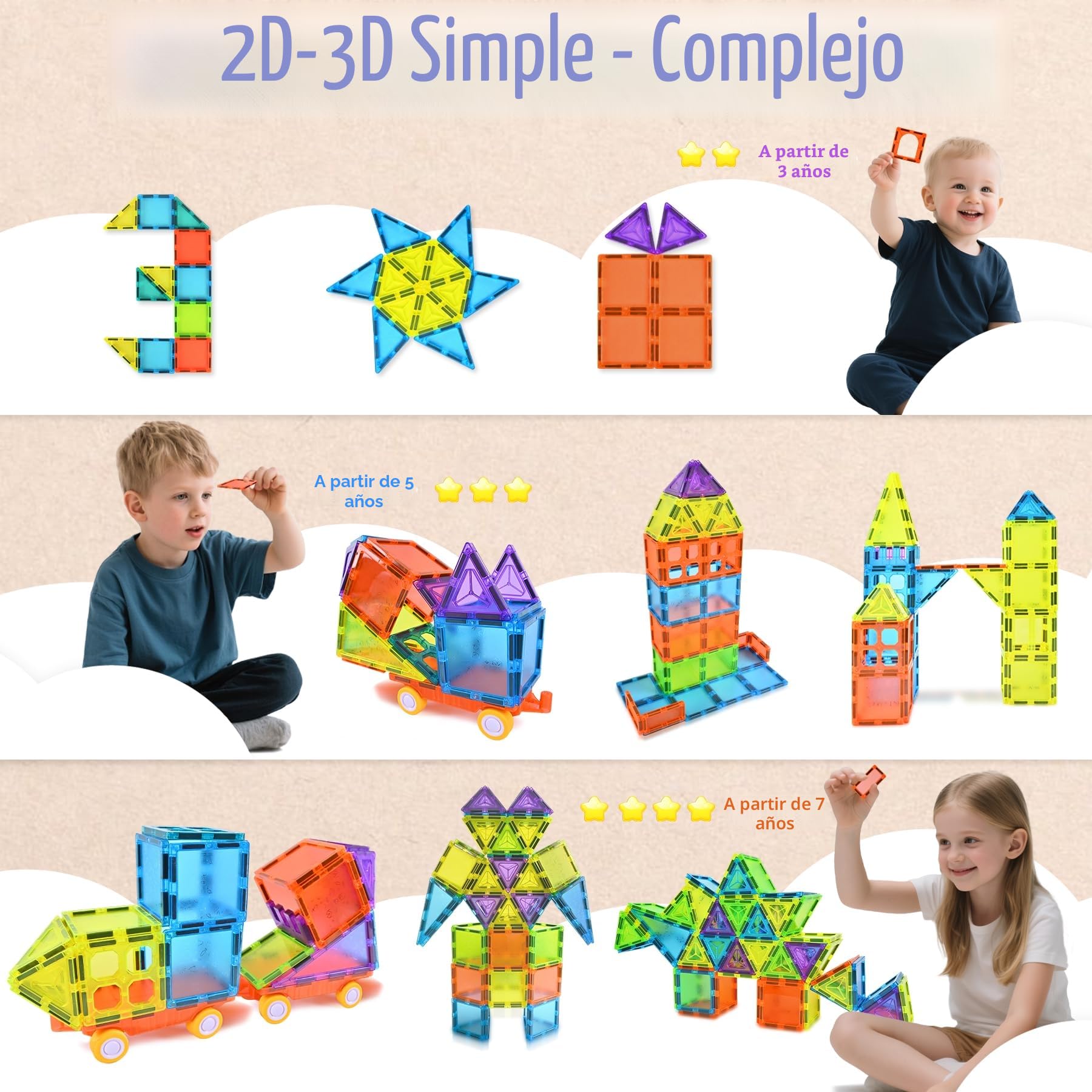 Bloques Magnéticos de Construcción 122 Piezas Piezas Magneticas Niños