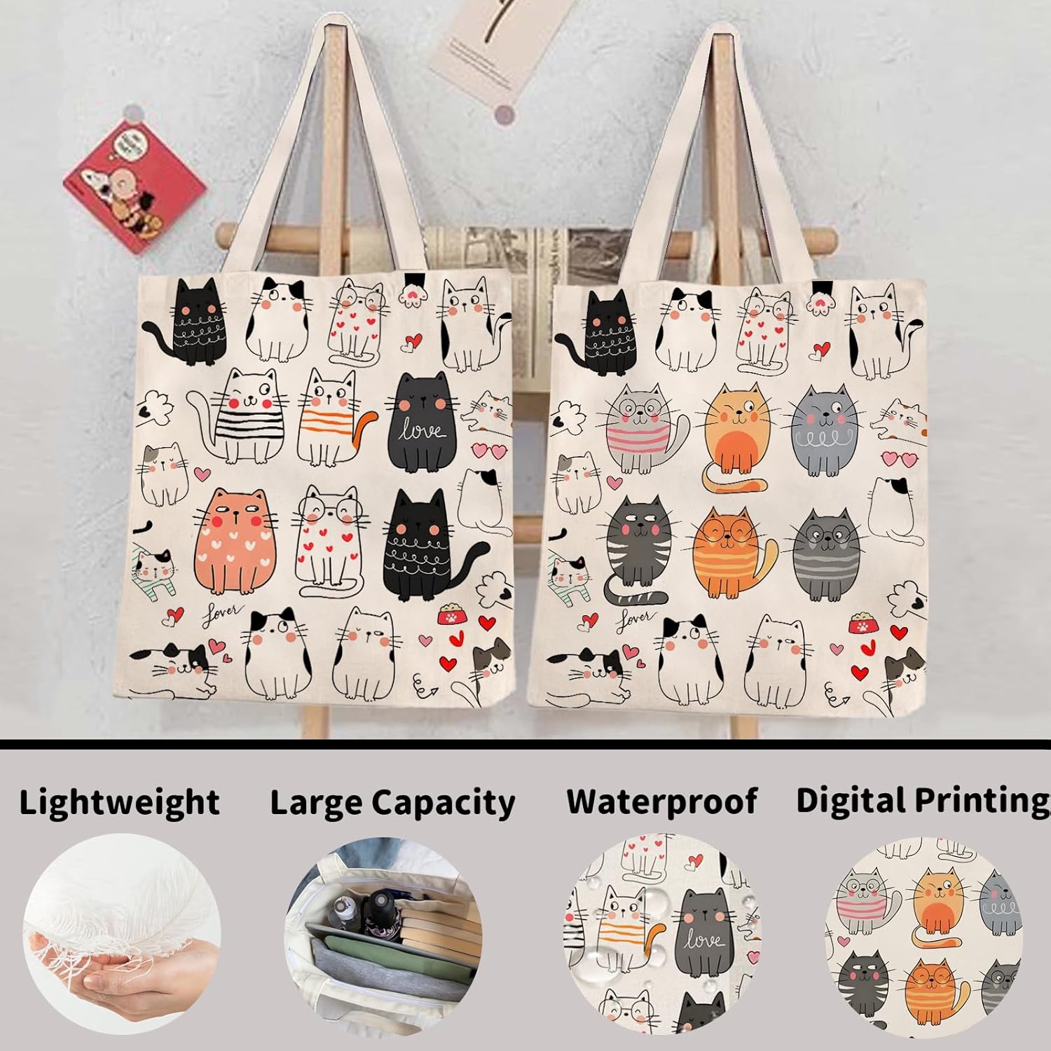 DOOX Canvas Tote Bag for Women, Reusable - Gift/Shopping/Beach/Grocery Canvas Bag - Birthday & Christmas Gifts for Women - Image 5