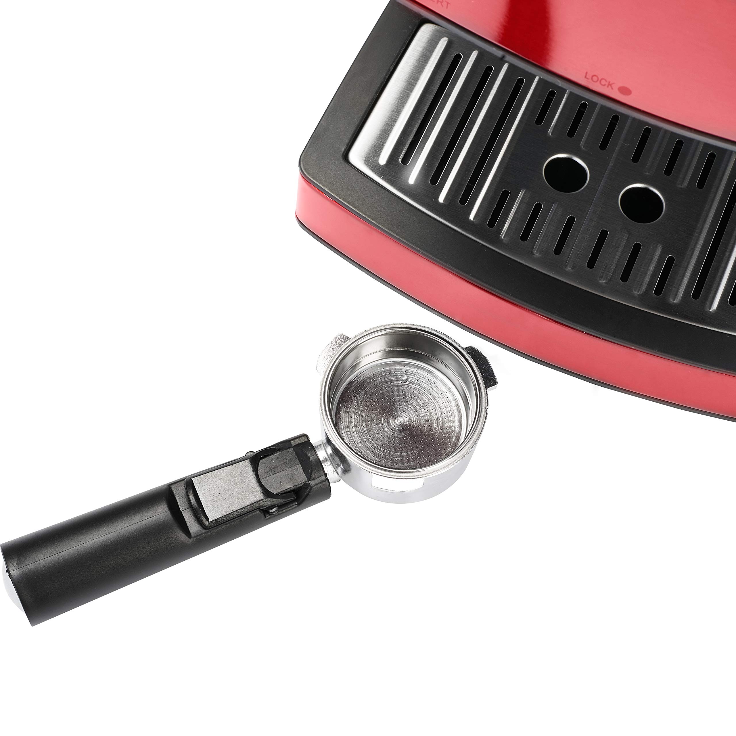 ADLER AD 4404R Cafetera Espresso Automática 15 Bares, Depósito 1,6 L, para Preparar Café Latte, Espresso y Capuccino, Vaporizador para Espumar Leche, Calienta Tazas, Color Rojo, 850W