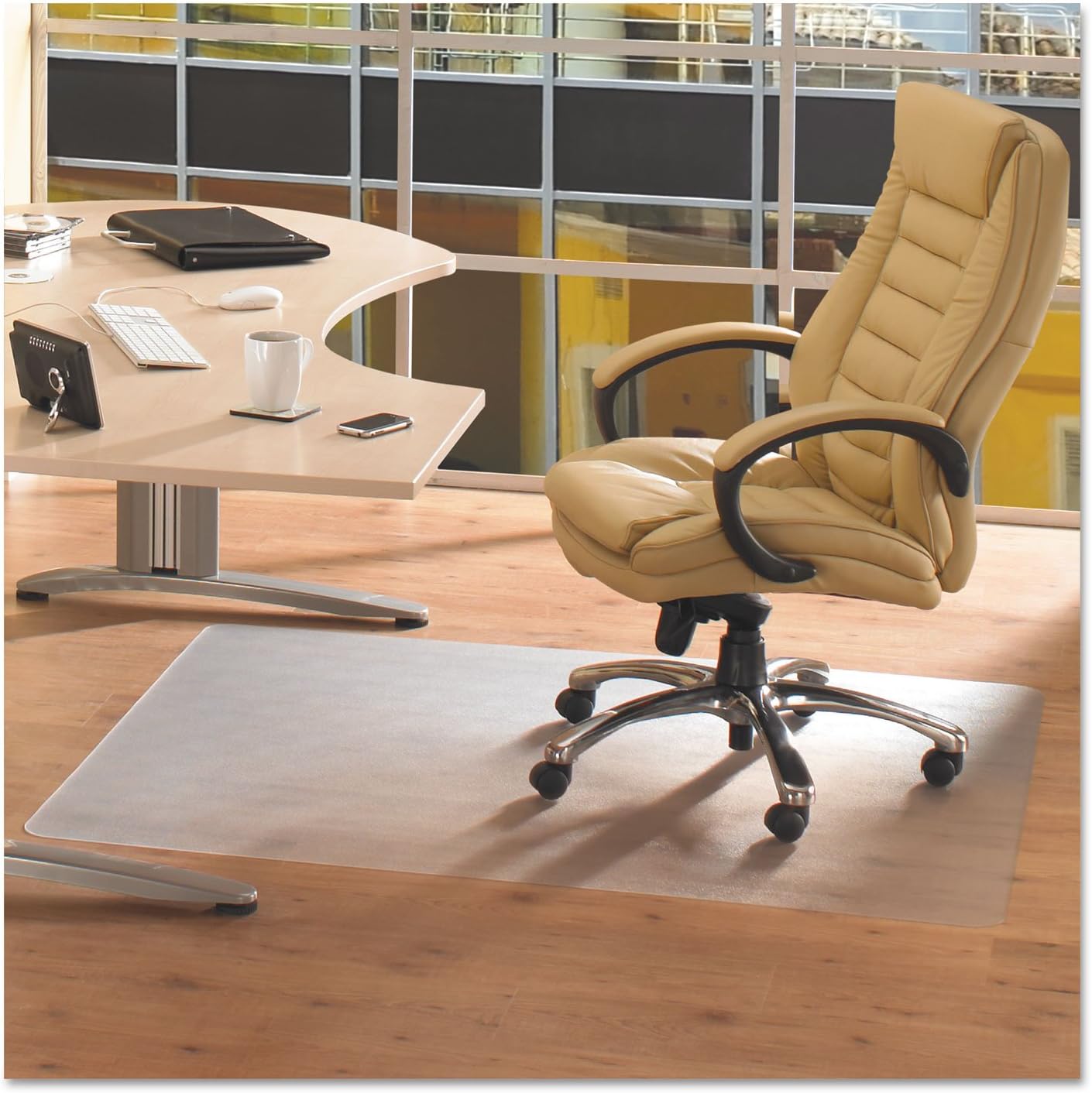 Floortex PF129225EV Cleartex Advantagemat Phthalate Free PVC Chair Mat for Hard Floors, 48 x 36