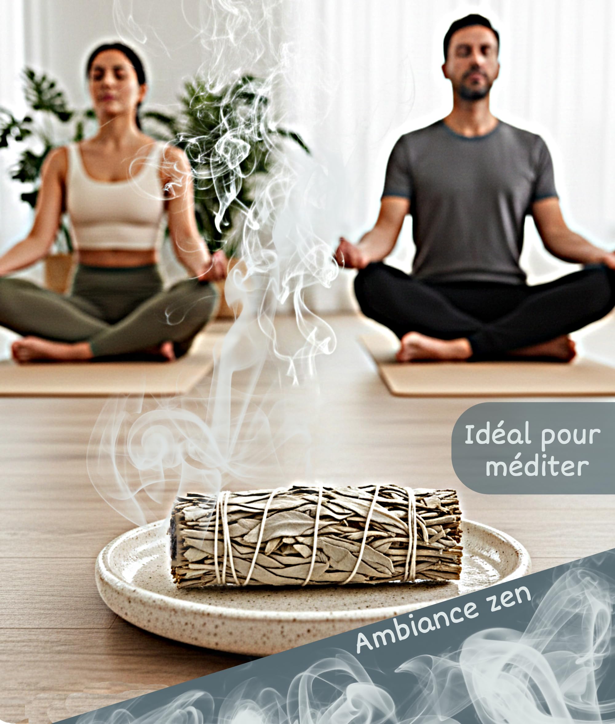 Sauge Blanche Bâton Encens Purification Naturel 10cm Rituel Méditation Yoga Salvia Apiana