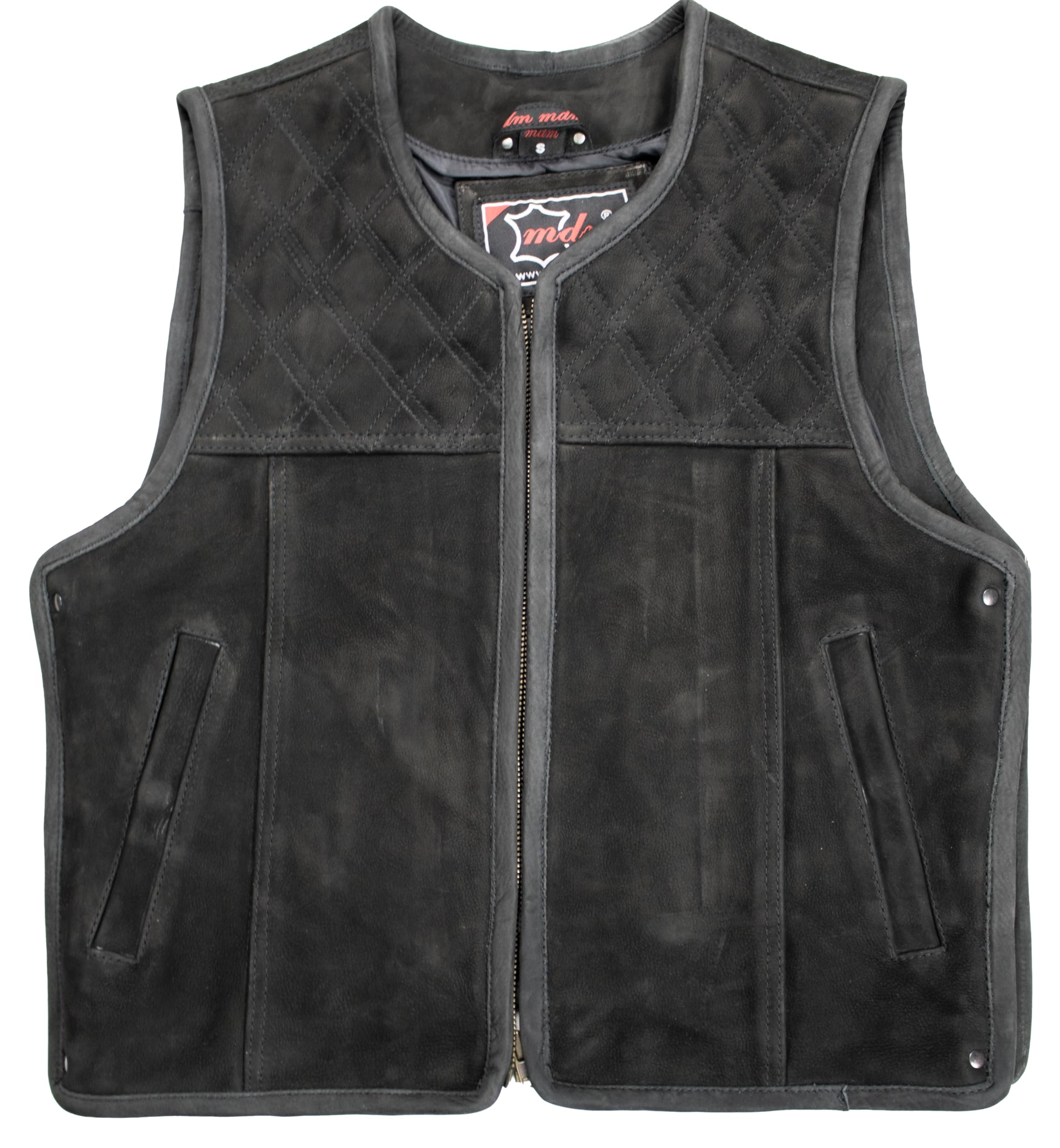 Gilet in pelle con motivo trapuntato, effetto diamante