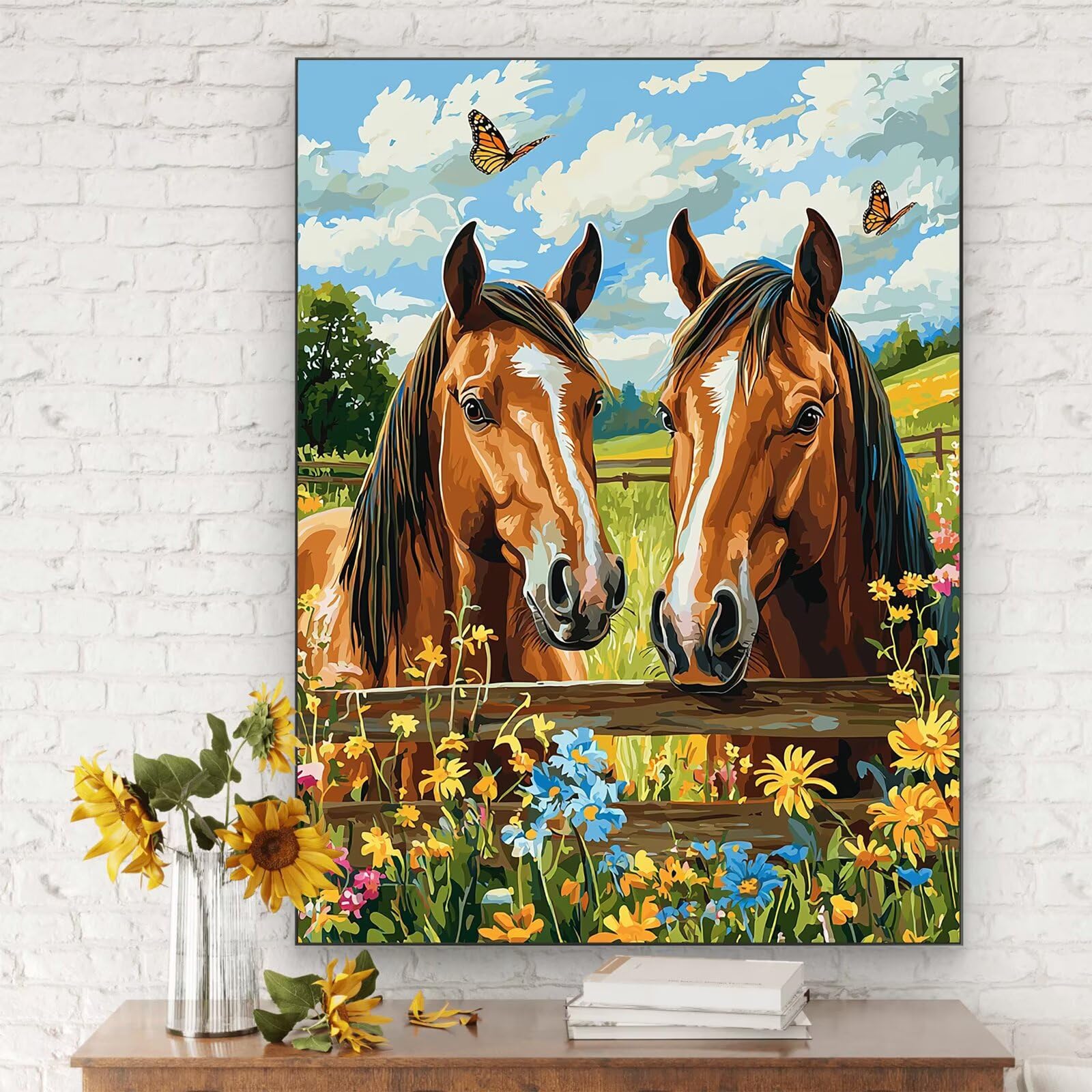 Malowanie według liczb dla dorosłych, 90 x 120 cm zestaw do malowania według numerów konia dla dorosłych początkujących, Paint by Numbers zwierzę z akrylowymi pędzlami pigmentowymi rysunkami