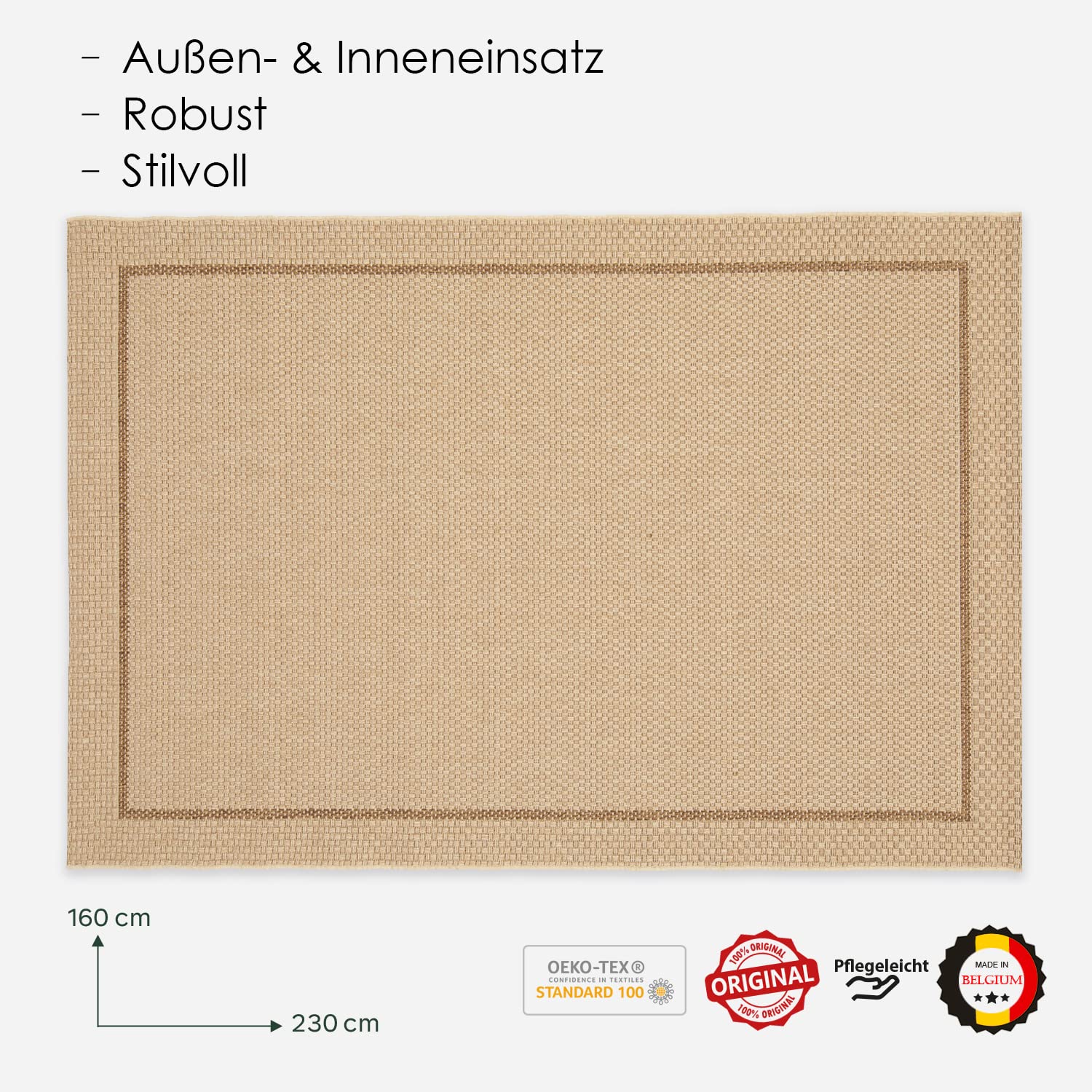 Intérieur/extérieur Artless Rim Tapis Beige 160 x 230 cm