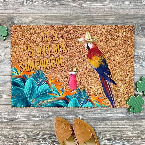 Miniatura 3 de Tapete de fibra de coco con texto en inglés "It's Five O'clock Somewhere" ("It's Five O'clock Somewhere"), tapete para puerta delantera, playa,