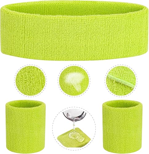 Miniatura 66 de ONUPGO - Conjunto de diadema y muñequeras deportivas para el sudor, hechas de algodón con bucles, muñequeras, contra humedad Rojo/Blanco/Azul