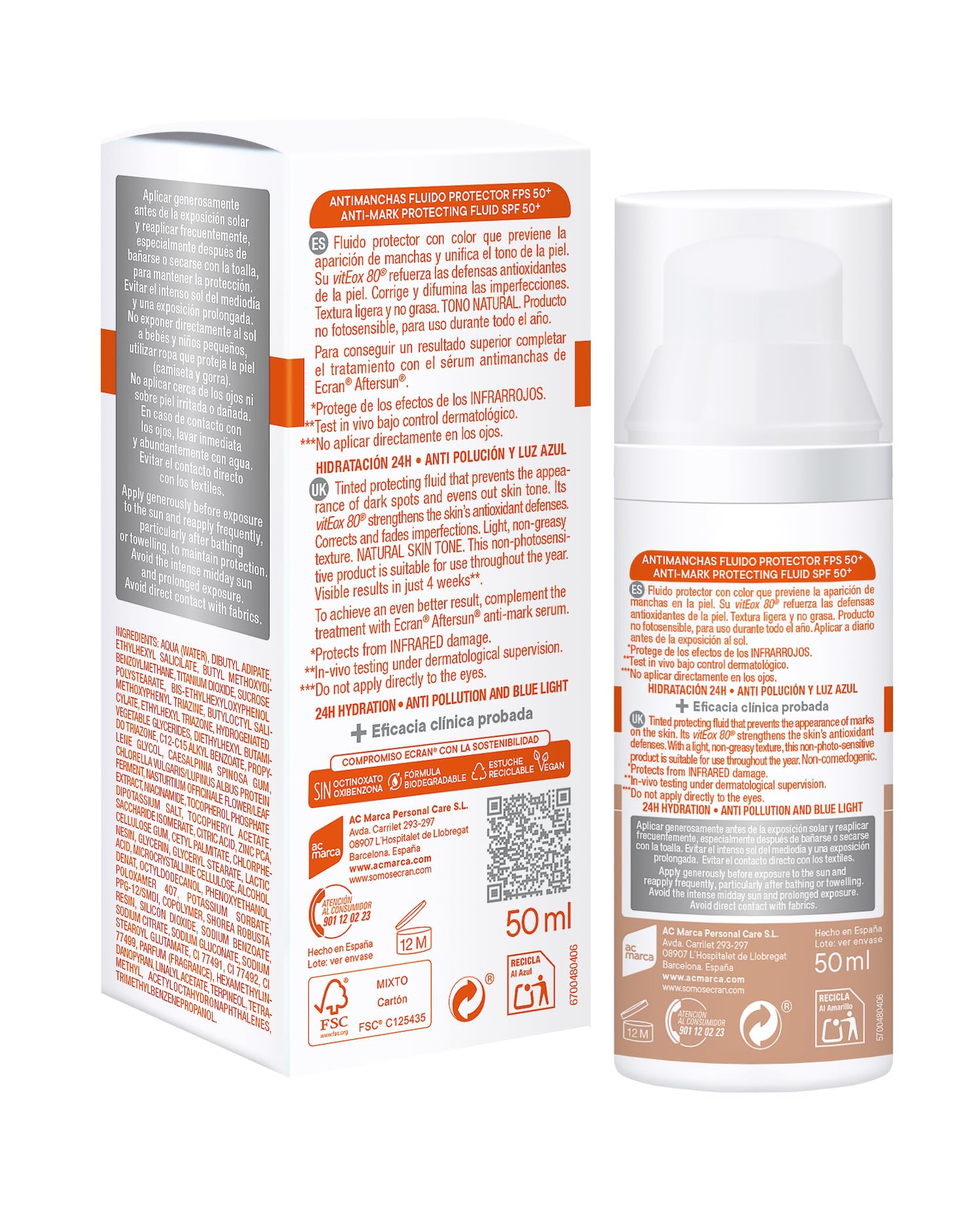 Visita la tienda de Ecran ECRAN SUNNIQUE – Protector Facial SPF 50+ Antimanchas Antiarrugas con Color, con Niacinamida y Ácido Hialuronico, Despigmenta y Unifica el Tono, Fórmula con VitEox80 - 50 ml in use