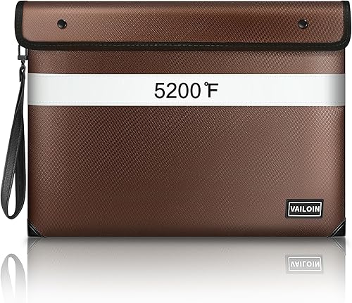 Bolsa de documentos ignífuga con cremallera resistente al agua (13.9 x 10.6 pulgadas), 5200 °F con aislamiento térmico a prueba de fuego con correa