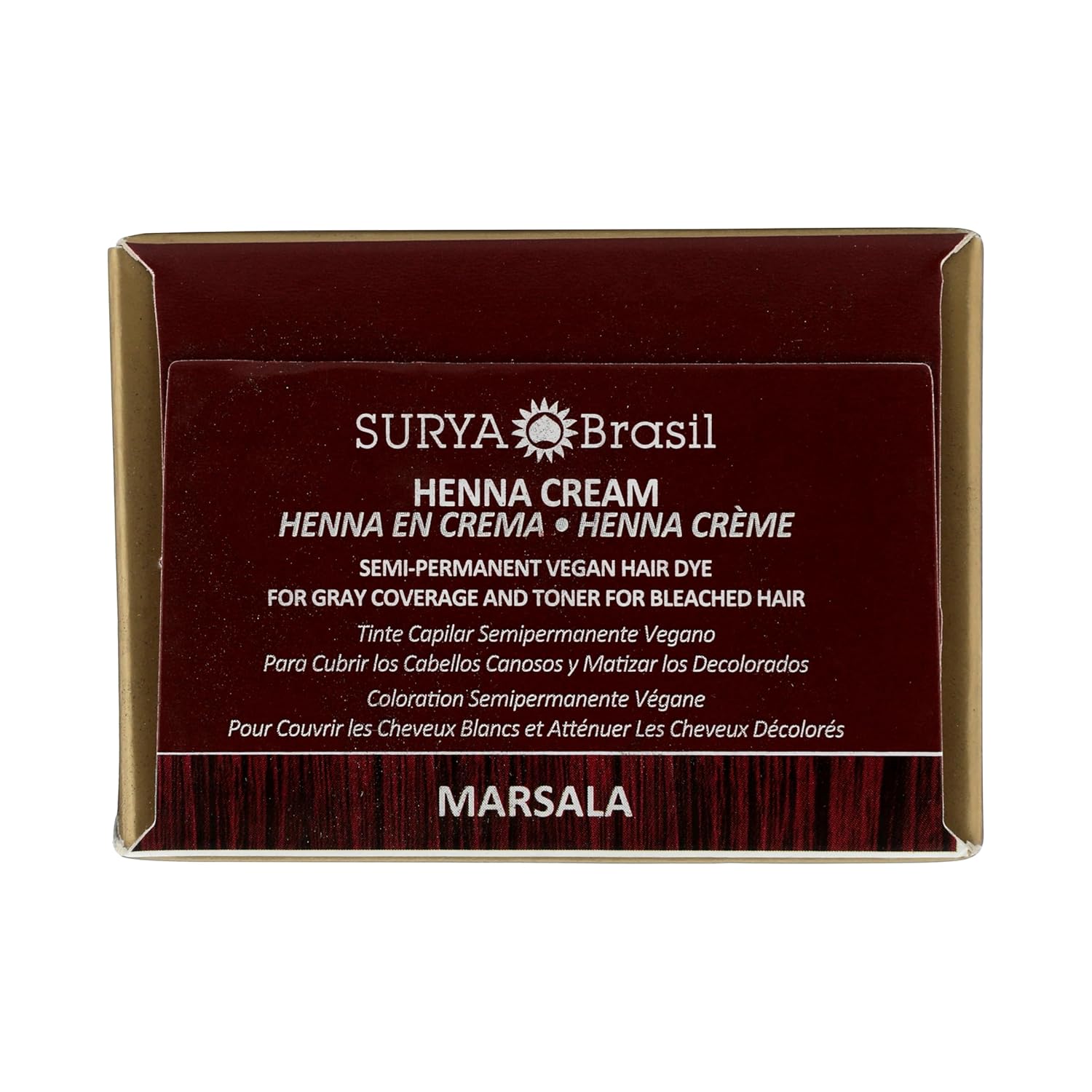 Surya Brasil Henna Cream Marsala - Vegan Semi-Permanent Hair Color with 97% Natural Ingredients for Deep Hydration & Shine 2.37 Fl Oz
