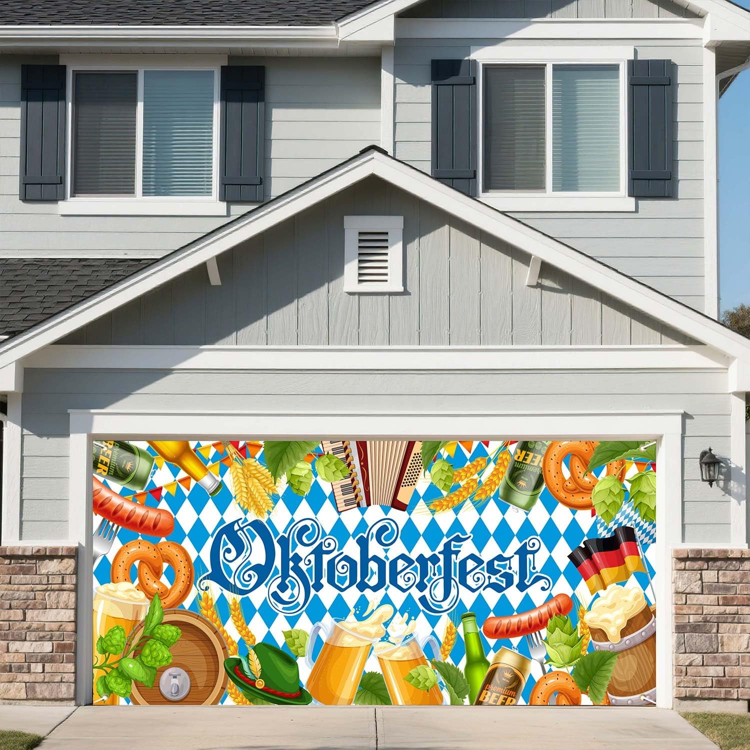 13X6ft Oktoberfest Garage Door Banner Decorations, Large Oktoberfest Garage Door Cover Backdrop Wall Decorations for Outdoor Home Yard Decor Party Photo Backgrounds