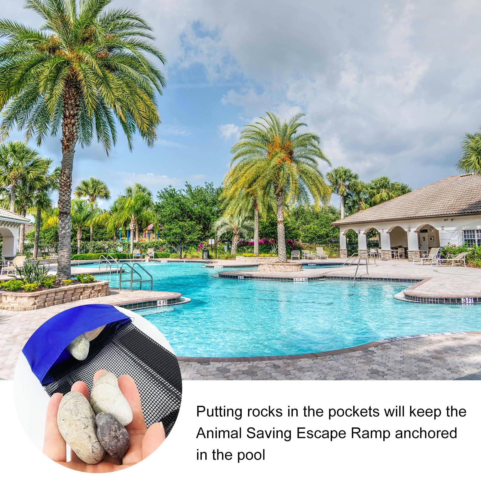 Rampa de Escape para Animales, Escape para Salvar Animales, Rampa de Rescate para Piscina, Critter Ramp, Accesorios para la Piscina, Escalera Multiusos con Red De Seguridadpara Piscinas y Spas