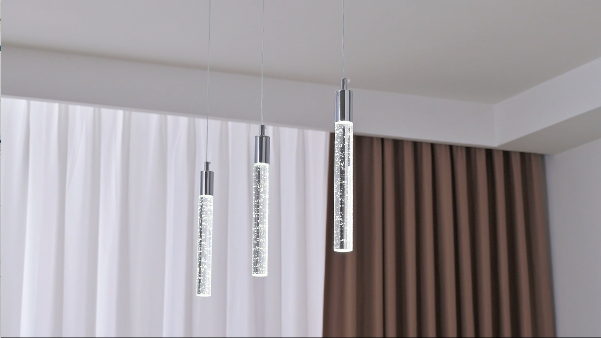 Image of Modern Kitchen Island Pendant Light Dimmable LED Chrome Finish Mini Crystal Pendant Lighting Bedroom Bedside Table Small Pendant Lights(1-Pack)