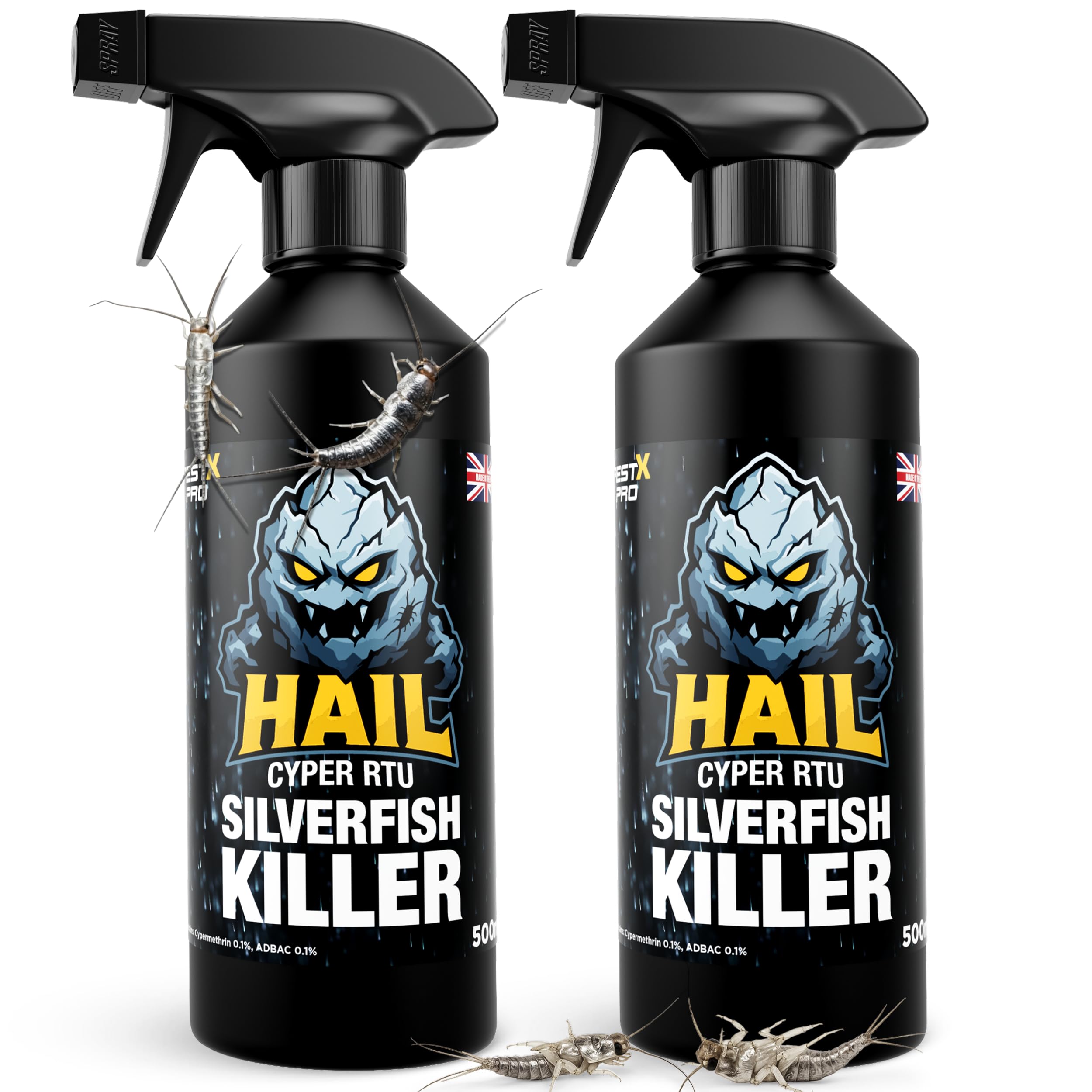 Pest-X Pro Hail Silverfish Killer Spray 500ml, 2 Pack – Cypermethrin